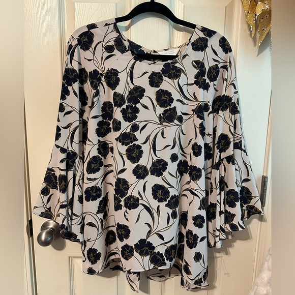LC Lauren Conrad Floral Blouse - Black and Cream - Picture 1 of 5